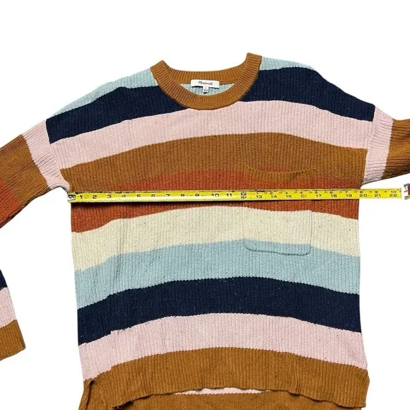 Madewell Thompson Pocket Pullover Sweater in Rainbow Stripe Size Small - Picture 5 of 7